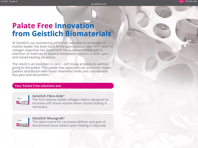 Geistlich Palate Free Professional Landing Page-high